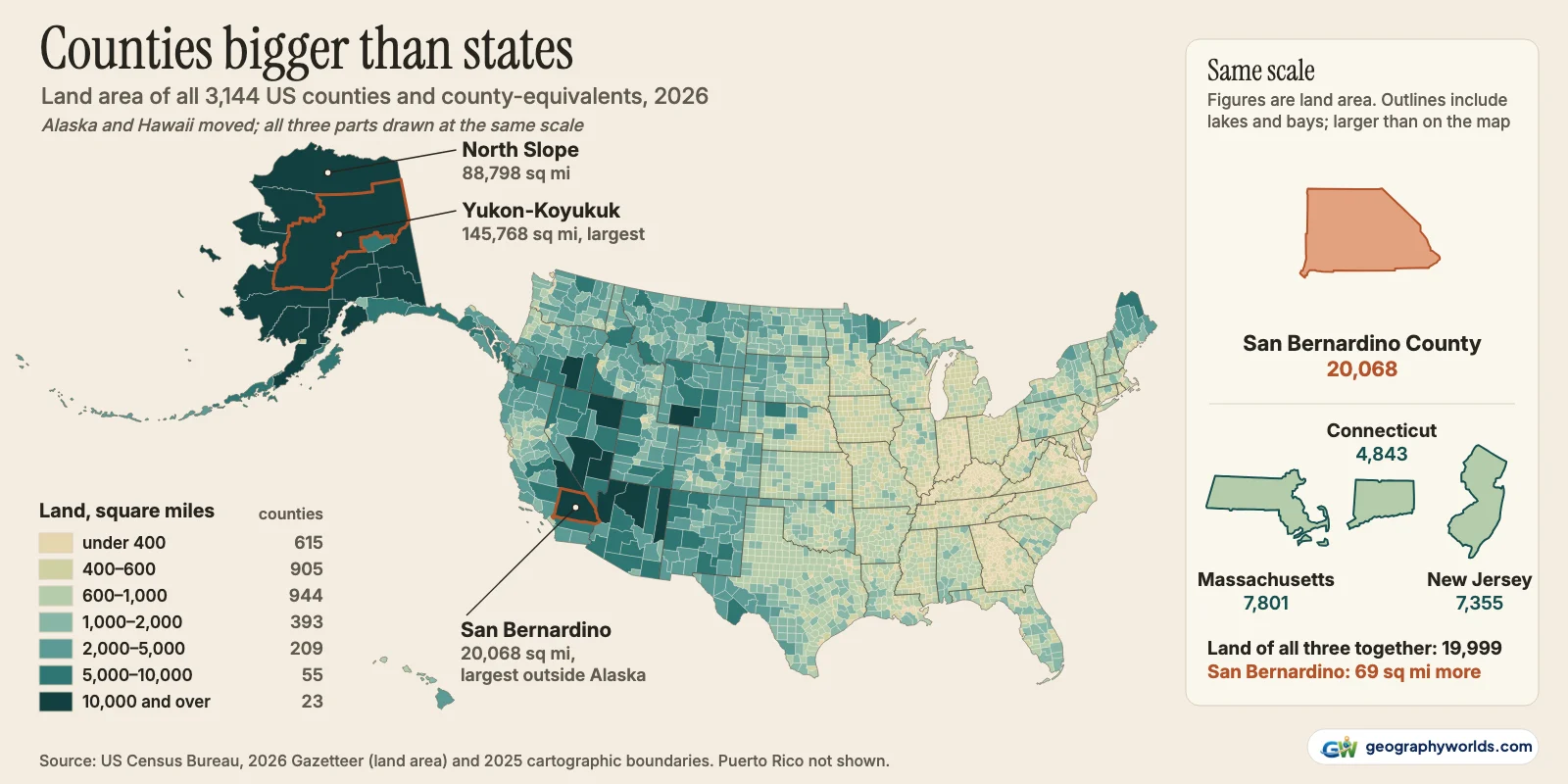 The Largest Counties in the US: Bigger Than Montana, and With More Land Than Three States at Once