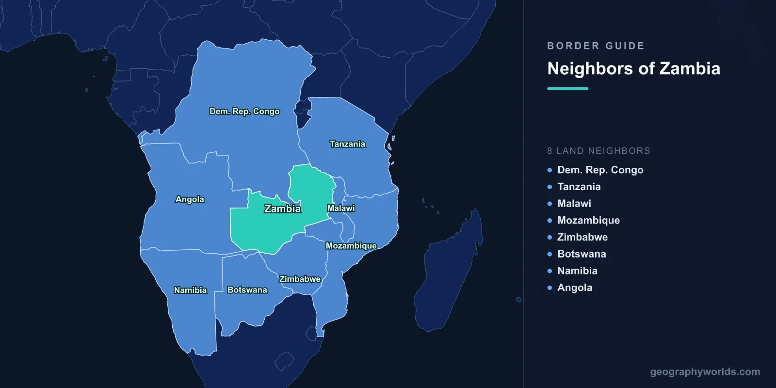 The Eight Countries That Border Zambia, Corner by Corner