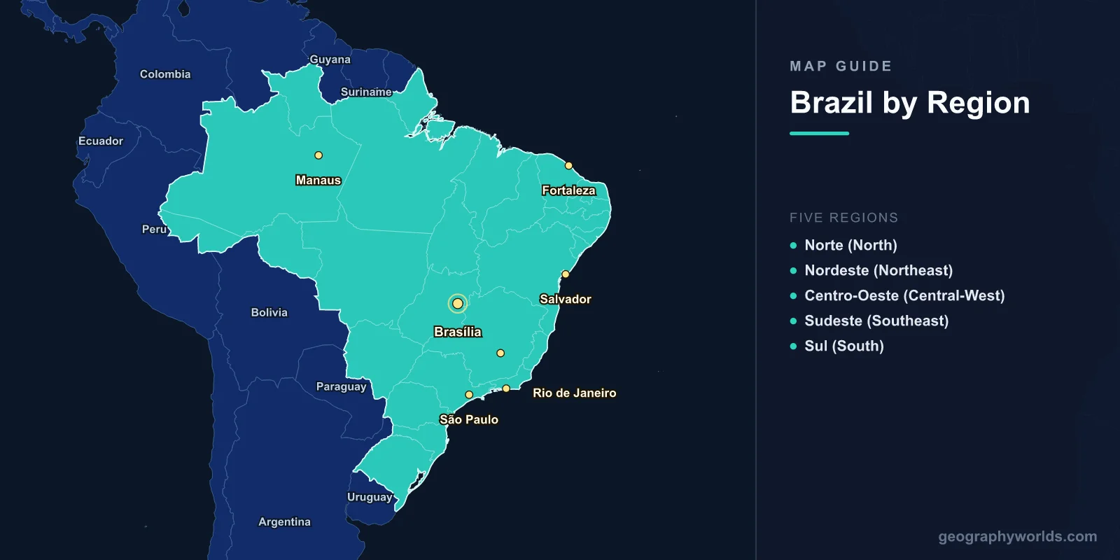 Map of Brazil: 26 States, Amazon, Cities & Geography