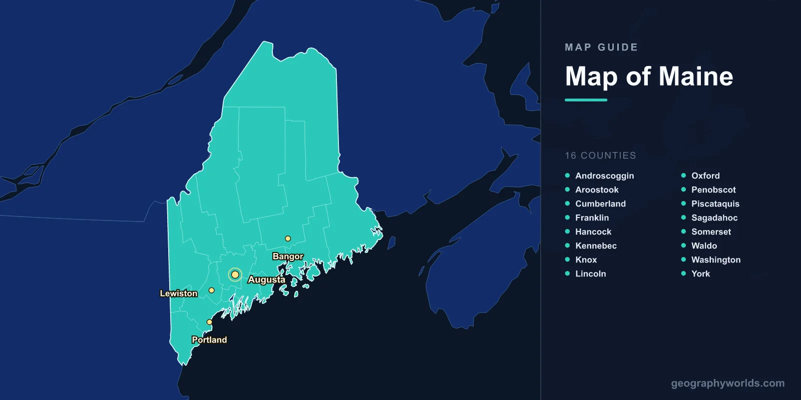 Map of Maine: Counties, Coastline, Acadia & Major Cities Guide