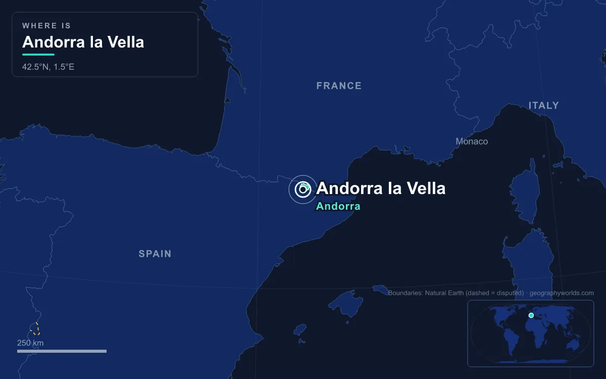 Map marking the location of Andorra la Vella