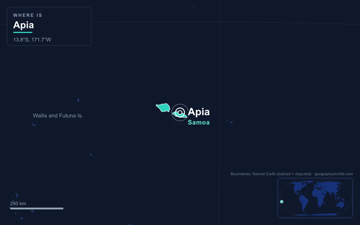 Map marking the location of Apia