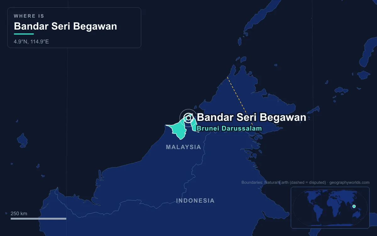 Map marking the location of Bandar Seri Begawan