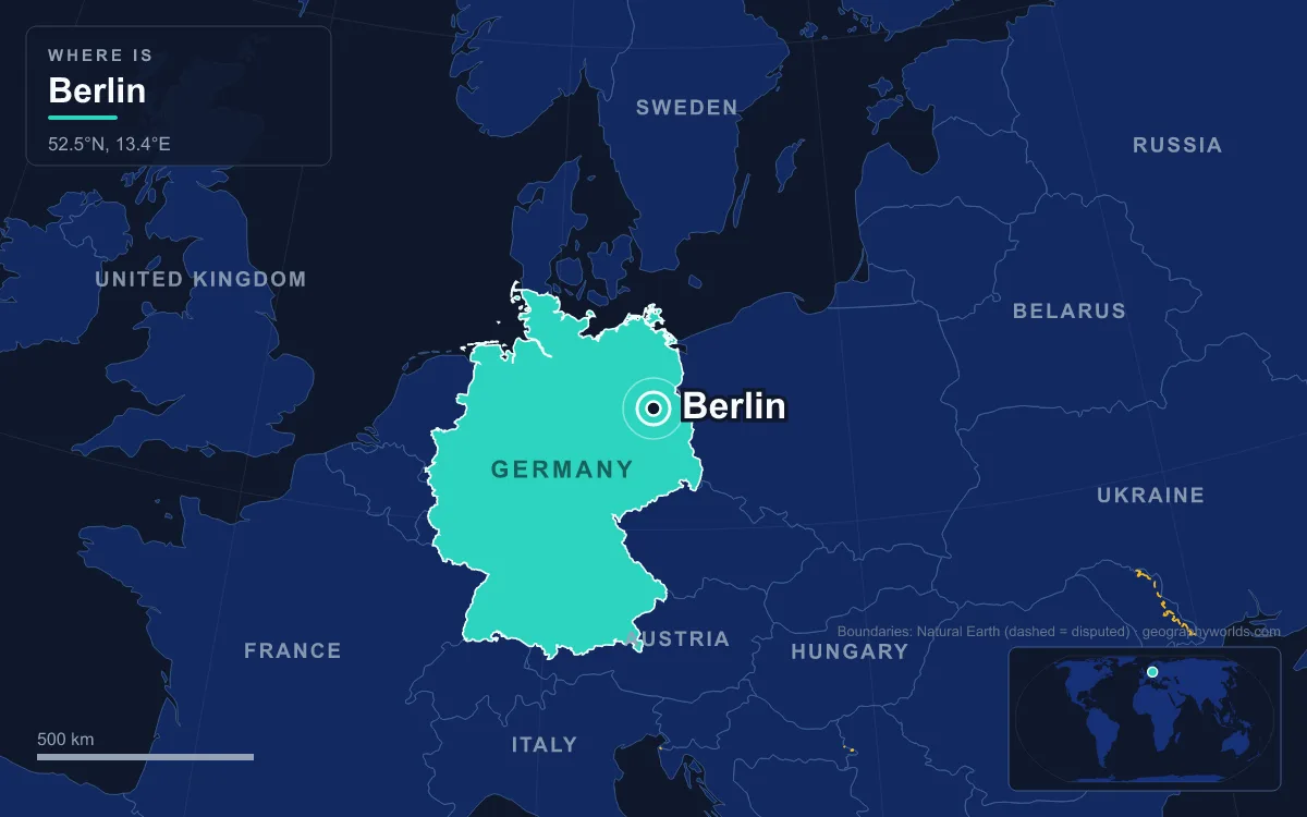 Map marking the location of Berlin
