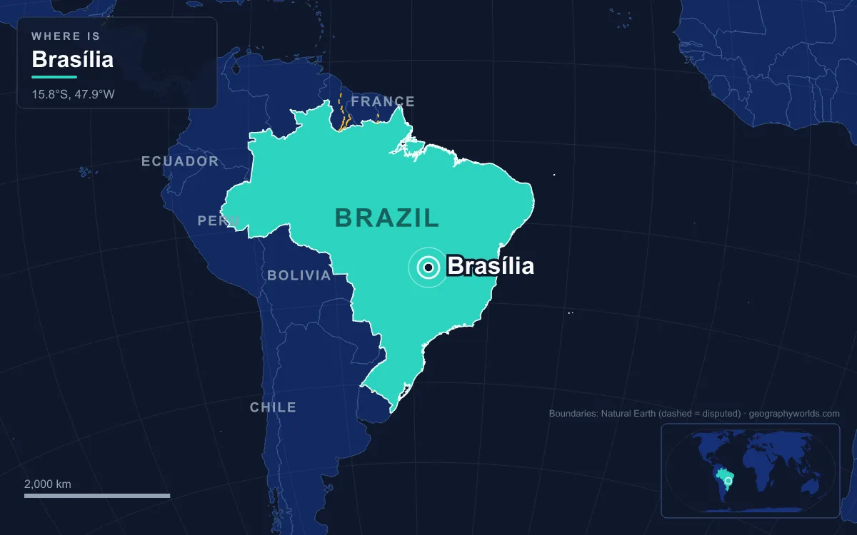 Map marking the location of Brasília