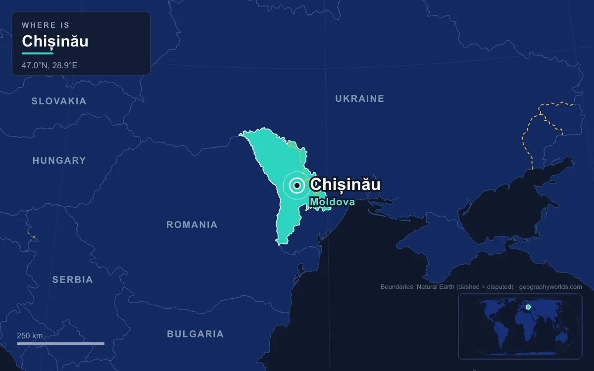 Map marking the location of Chișinău