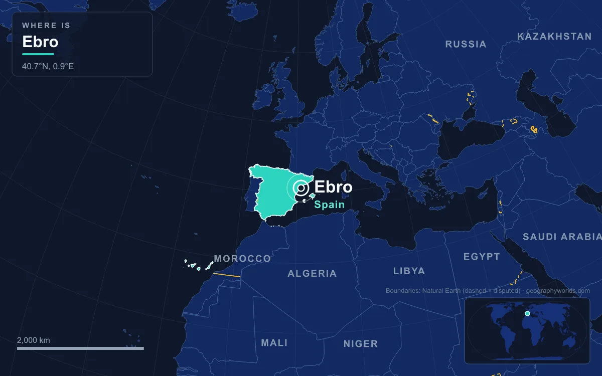 Map marking the location of Ebro