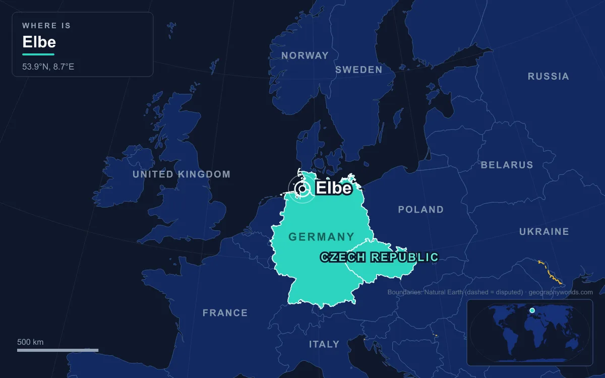 Map marking the location of Elbe