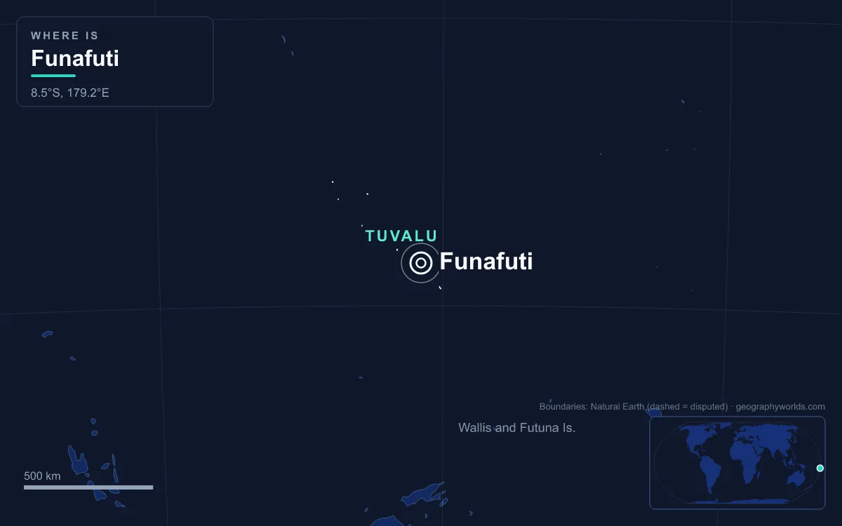 Map marking the location of Funafuti