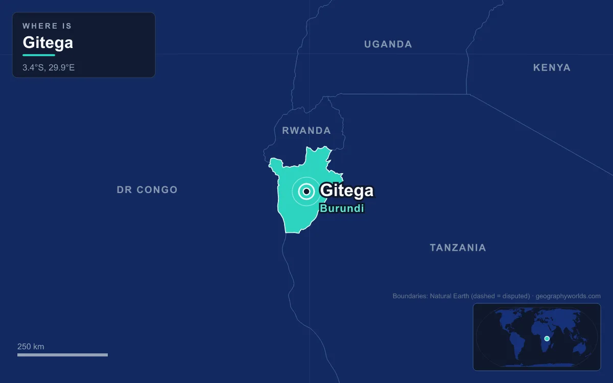 Map marking the location of Gitega