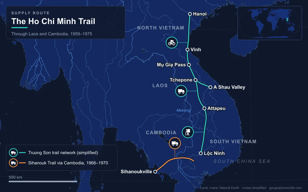 Ho Chi Minh Trail: Route, Phases and Bombing, 1959–1975