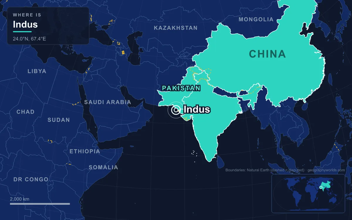 Map marking the location of Indus
