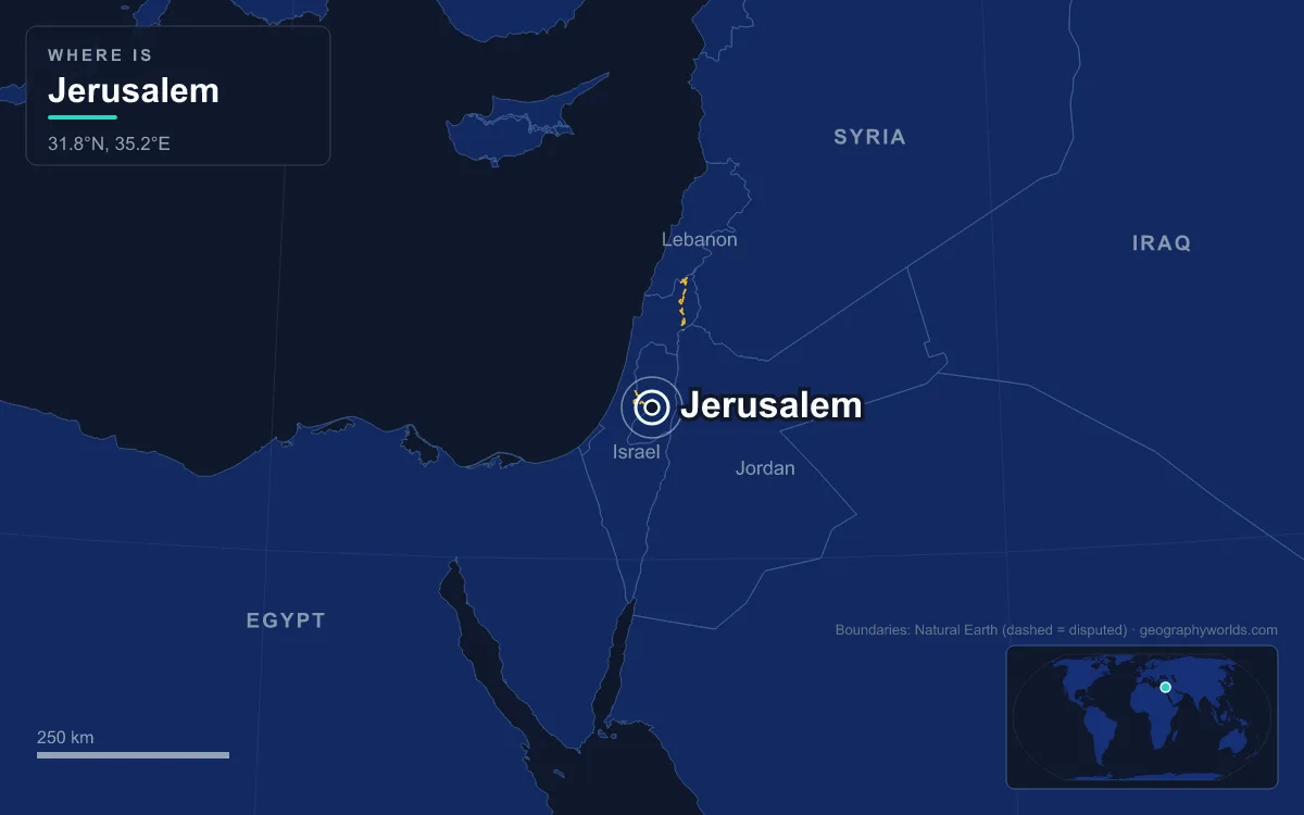 Map marking the location of Jerusalem