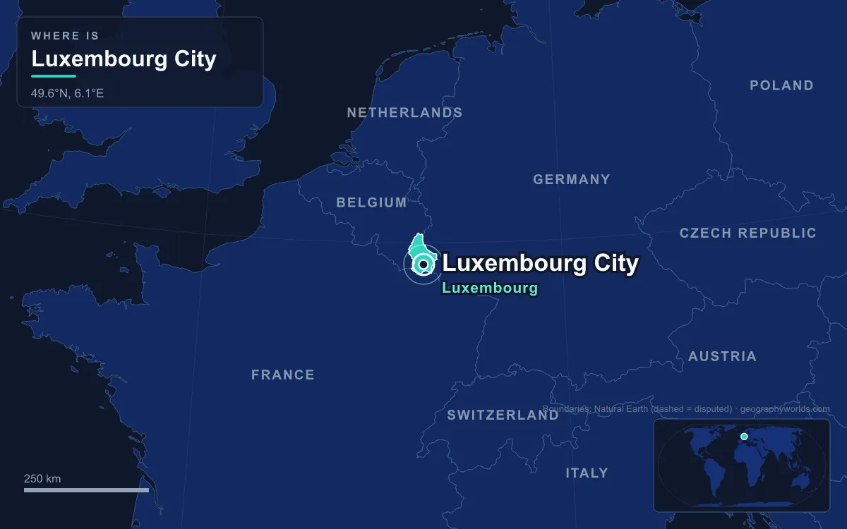 Map marking the location of Luxembourg City
