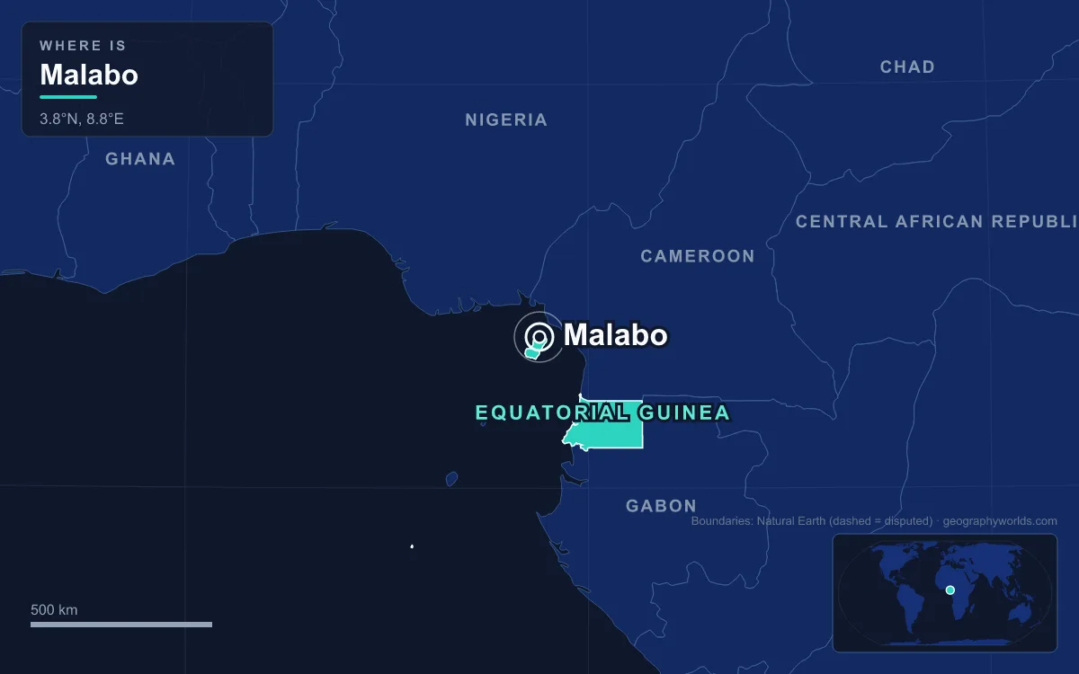 Map marking the location of Malabo
