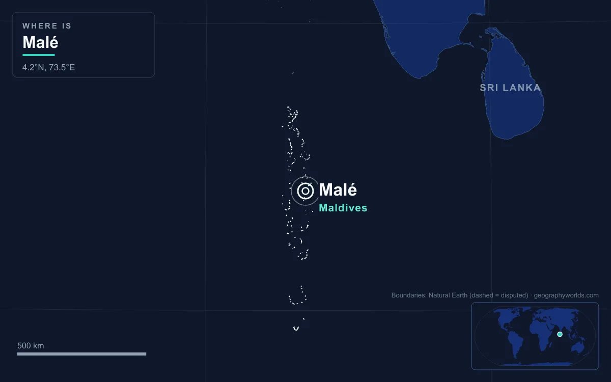 Map marking the location of Malé