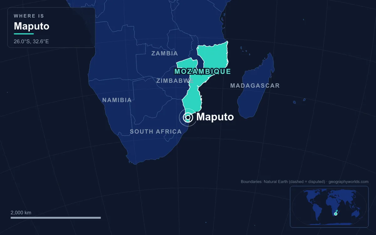 Map marking the location of Maputo