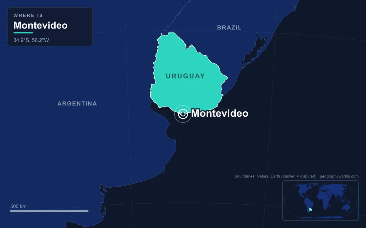Map marking the location of Montevideo