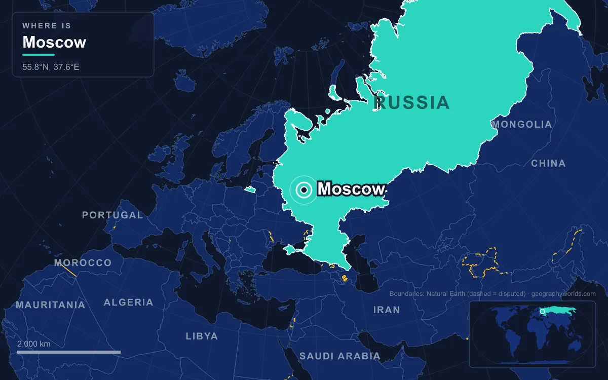 Map marking the location of Moscow