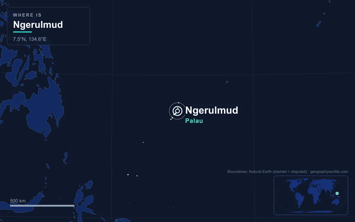Map marking the location of Ngerulmud