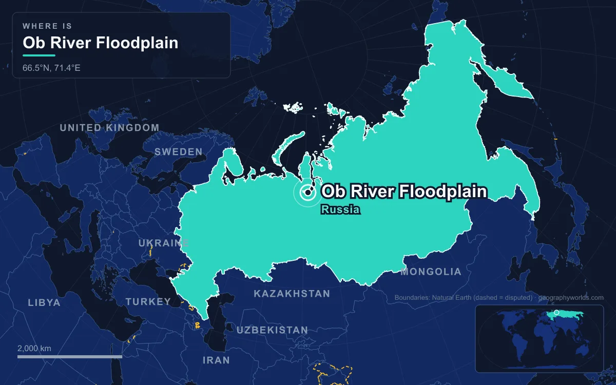 Map marking the location of Ob River Floodplain
