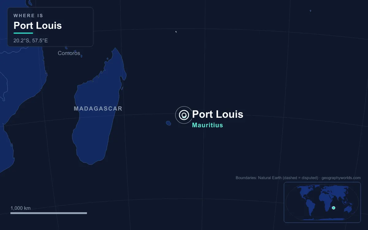 Map marking the location of Port Louis