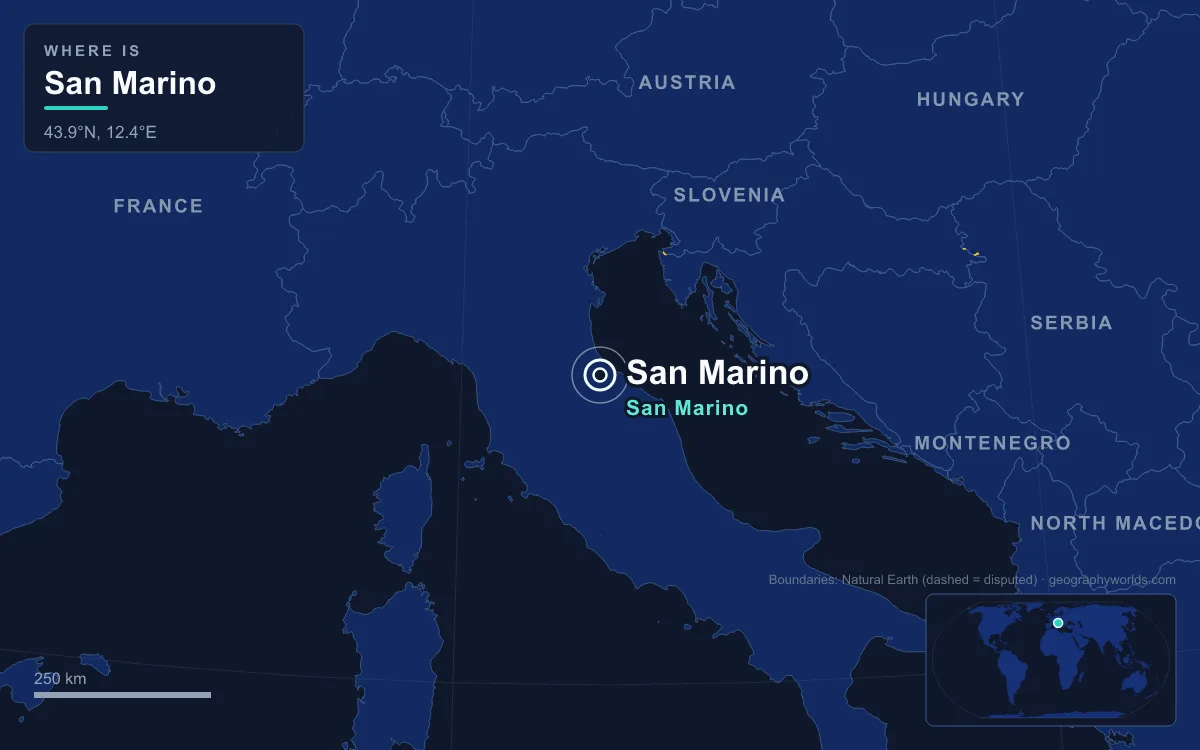 Map marking the location of San Marino
