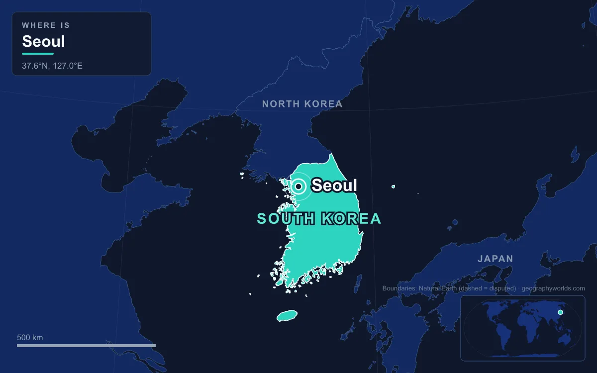 Map marking the location of Seoul
