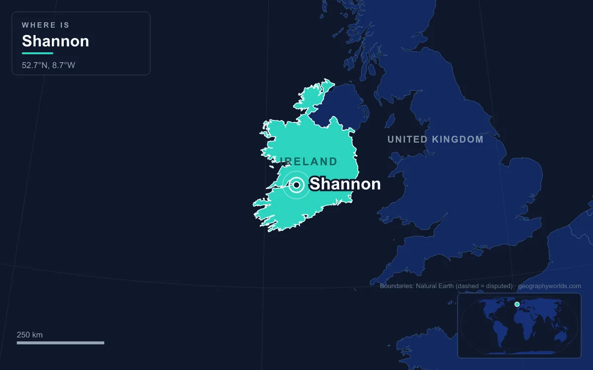 Map marking the location of Shannon
