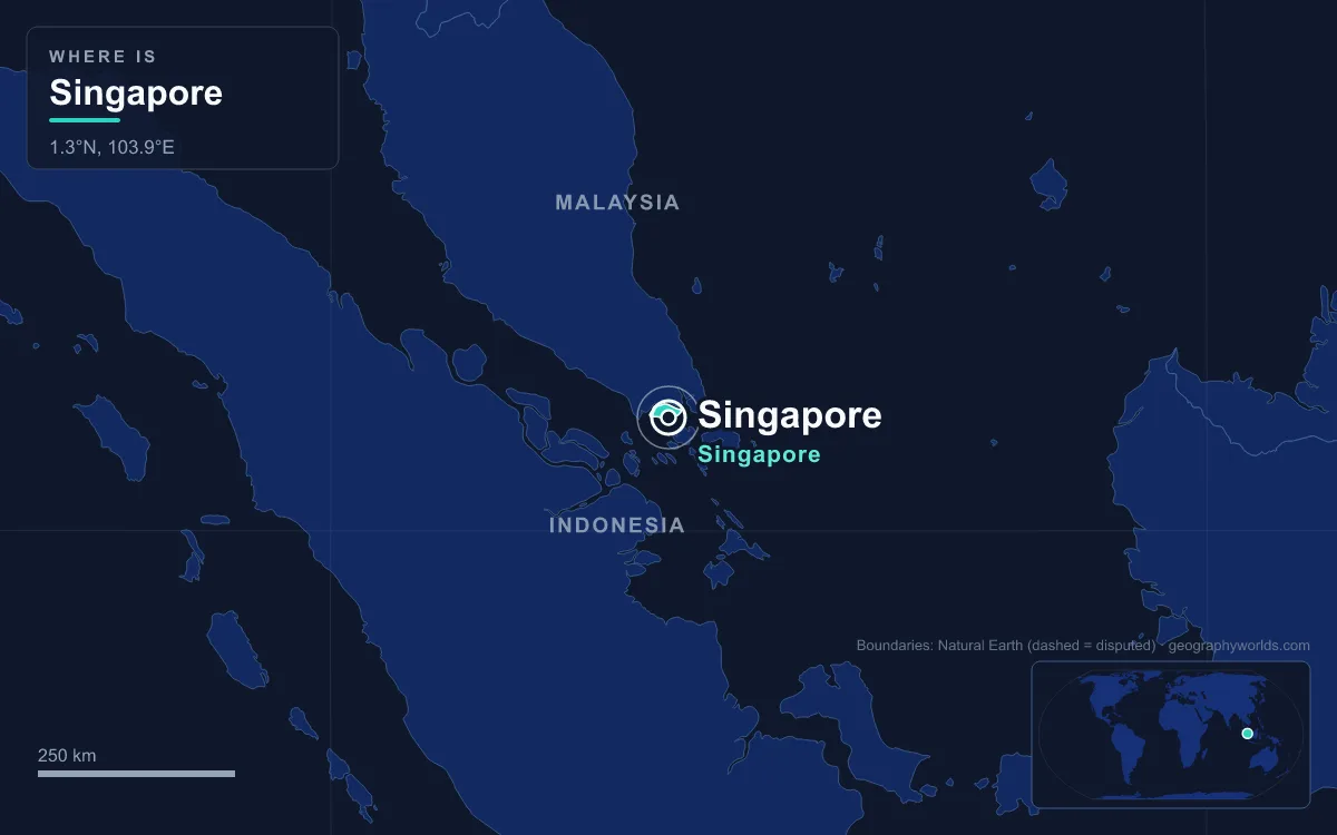 Map marking the location of Singapore