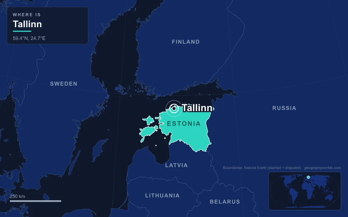 Map marking the location of Tallinn