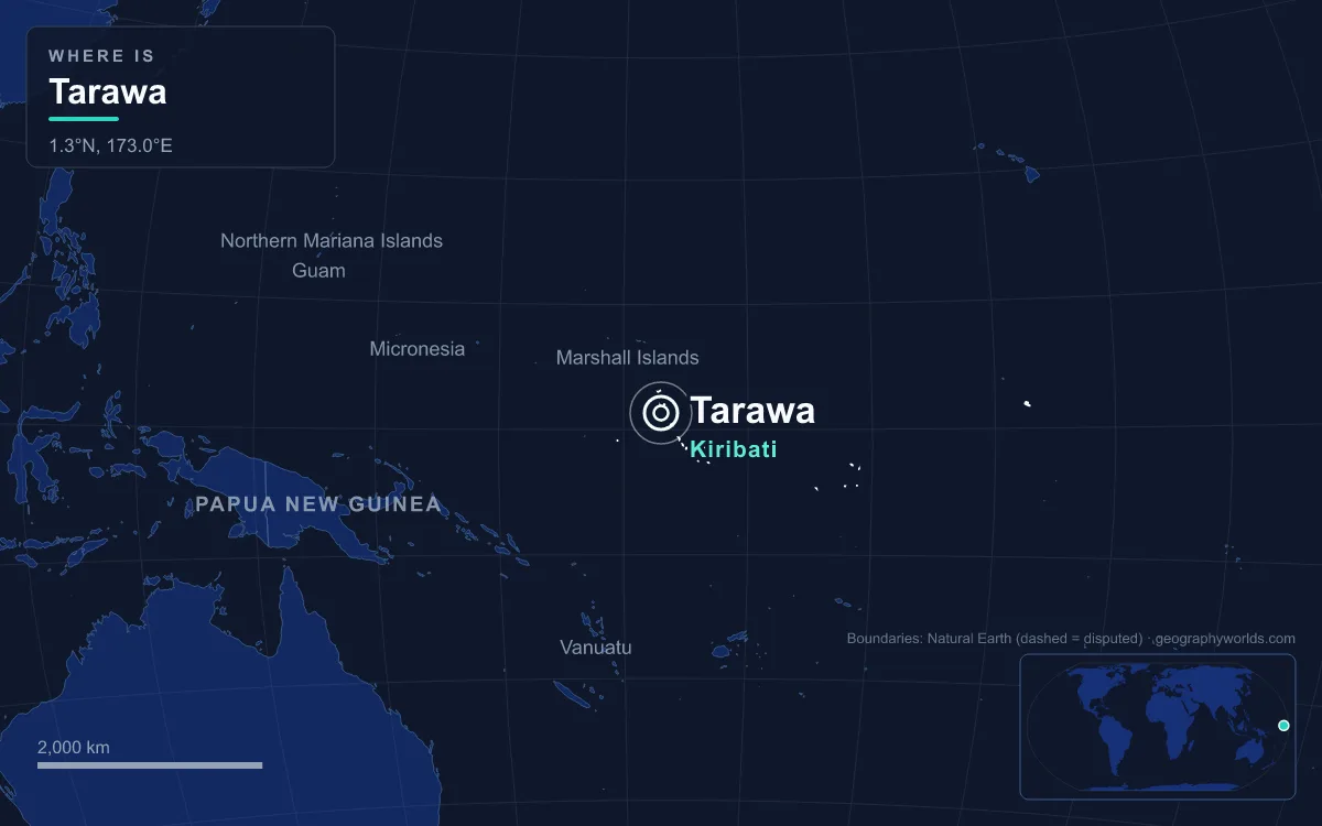 Map marking the location of Tarawa