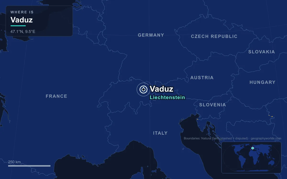 Map marking the location of Vaduz