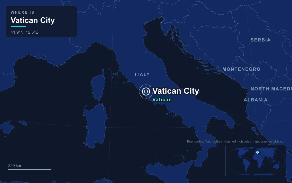 Map marking the location of Vatican City