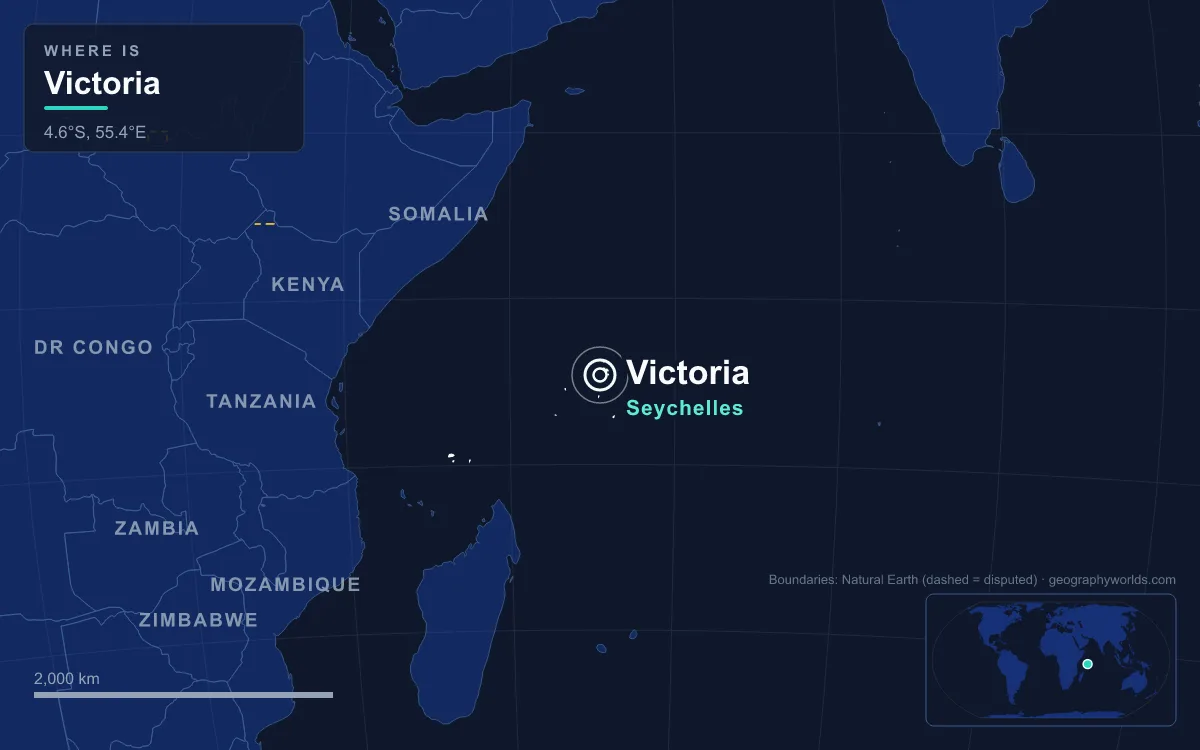 Map marking the location of Victoria
